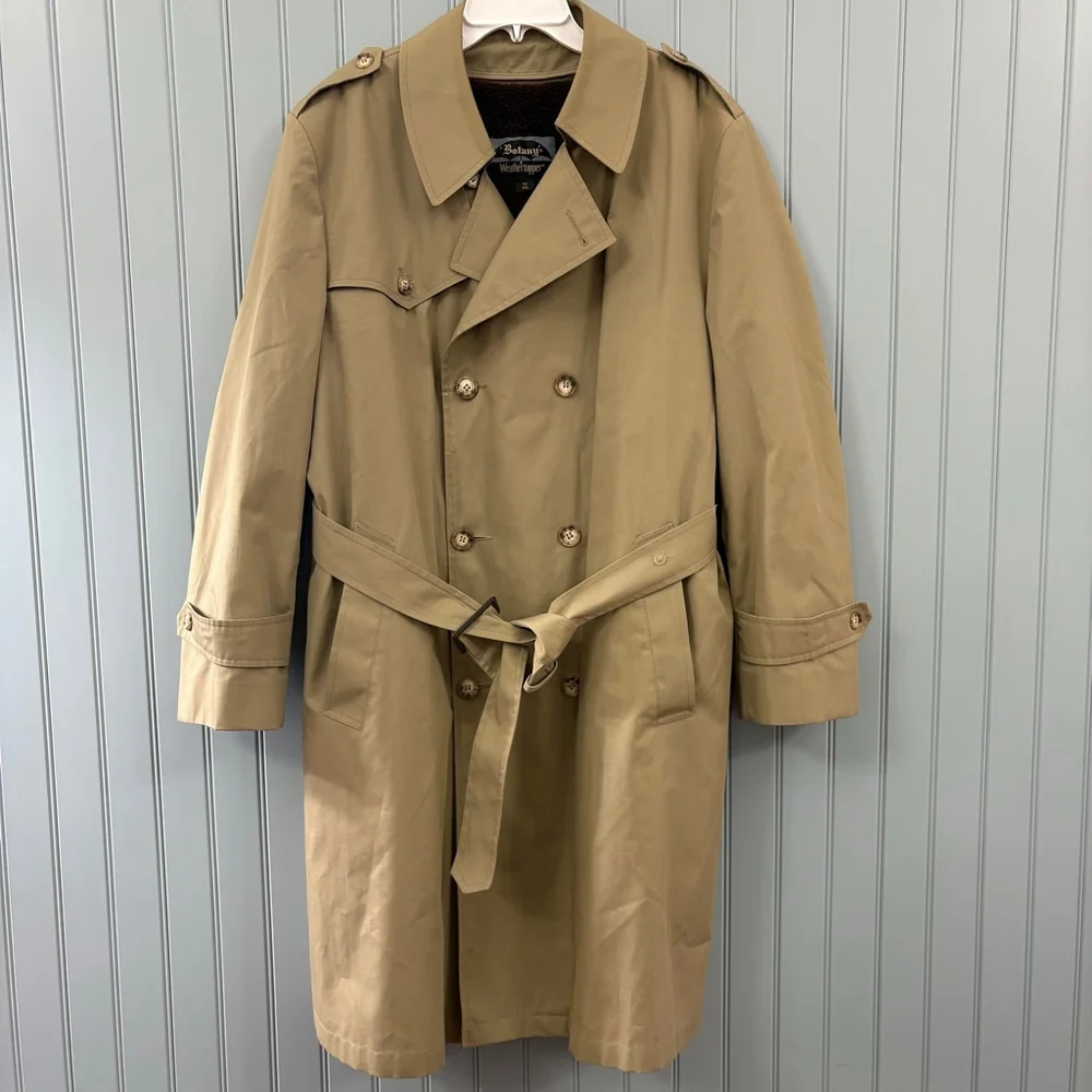 VTG Botany Weathertopper Beige Trench Coat XL with Brown Lining